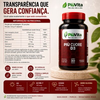 PIU CUORE D3 CX COM 30 CAPSULAS