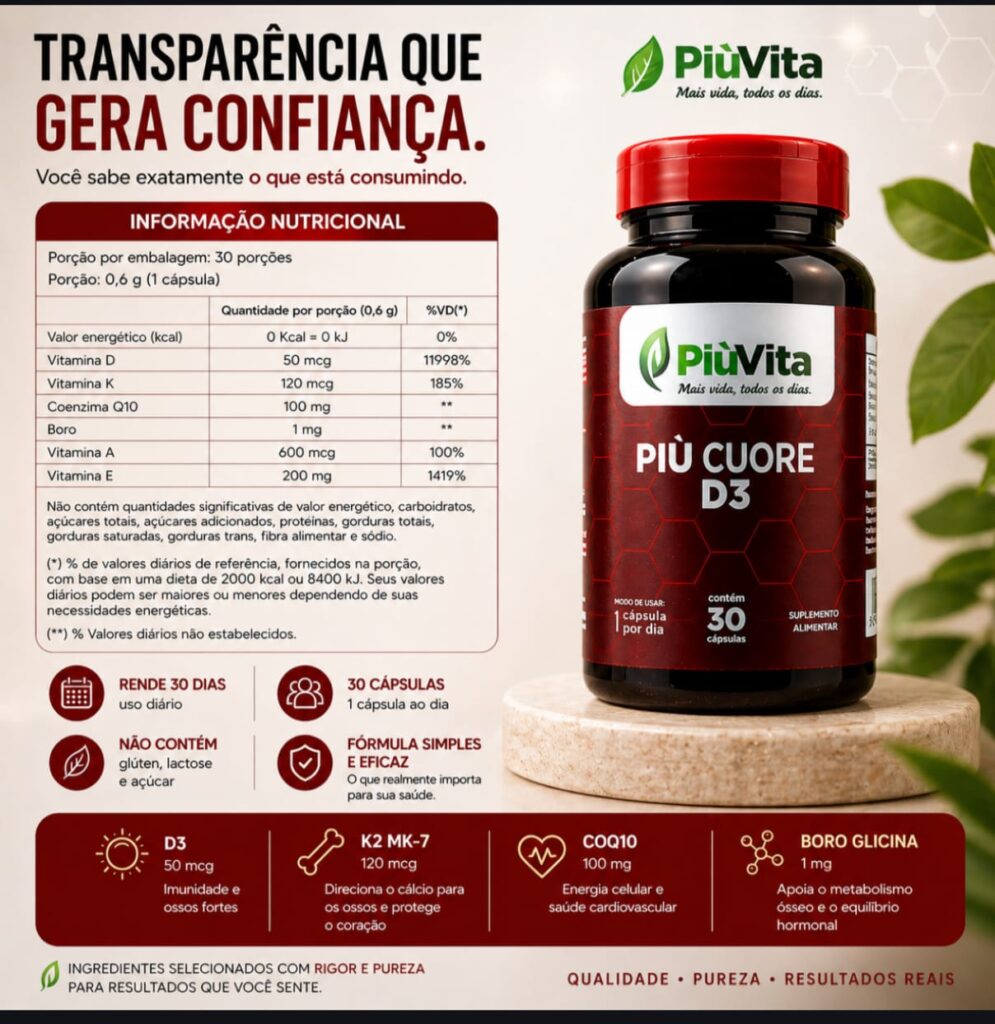 PIU CUORE D3 CX COM 30 CAPSULAS
